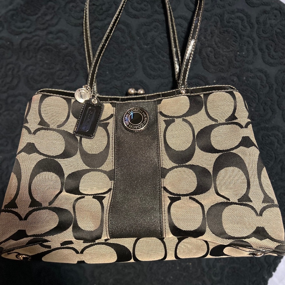 Black Canvas Hobo Shoulder Bag Purse